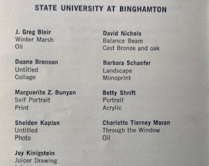 Inclusion of Duane bronson in State Wide S.U.N.Y. Exhibit, 1977